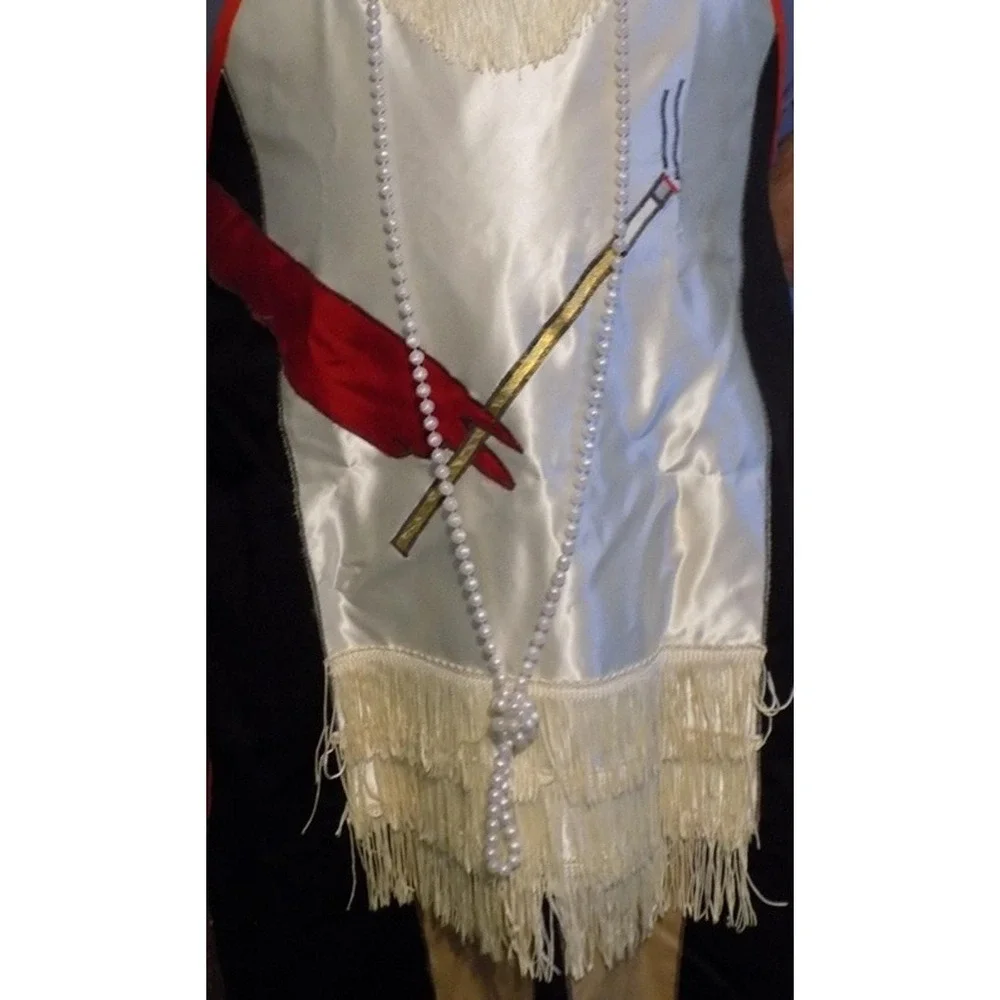 Flapper Dress Cocktail Apron w/ Pearls & Cigarette Gloved Hand Costume Vtg 60's